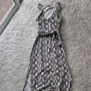 Fashion Nova Snake Print Midi Dress - Black and White